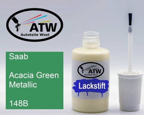 Saab, Acacia Green Metallic, 148B: 20ml Lackstift, von ATW Autoteile West.